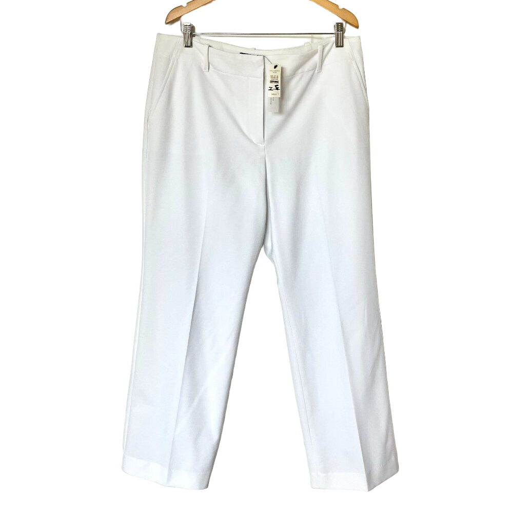 TALBOTS White Pants HERITAGE Lined Straight Leg Full-length size 14P